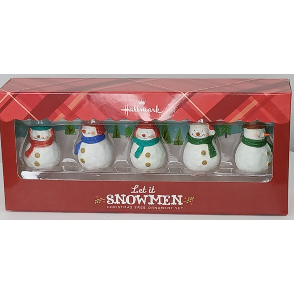 Set of 5 Hallmark Let It Snowmen Christmas Tree Mini Ornament Set - Picture 1 of 7